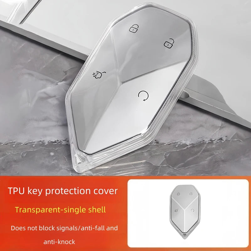 Car TPU Transparent Key Protective Cover Fit for BYD Leopard 5 Leopard 8 Auto Key Anti-Fall Protective Shell Car Upgrade Parts