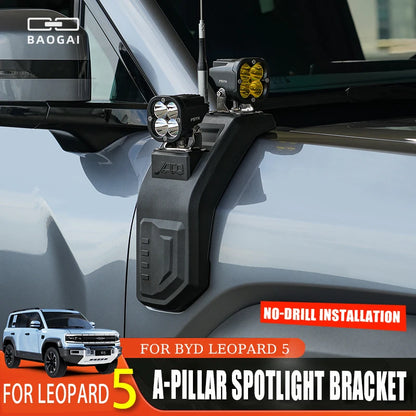 For BYD Leopard 5 Modified A-Pillar Spotlight Bracket Hood Auxiliary Light Antenna Base Mounting Kit