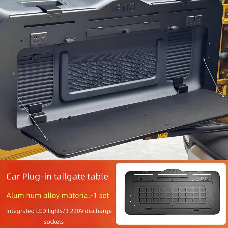 Car Tailgate Folding Camping Table Fit for BYD Leopard 5 Modified Plug-In Tailgate Folding Table with Led Light Upgrade Parts
