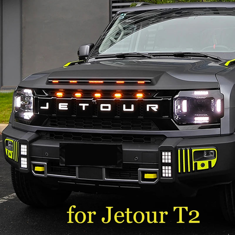 Illuminate Your Ride with the Chery Jetour Traveller T2 2023-2024 LED Grille Light - Stylish Yellow Amber Daytime Running Lamp with APP Control for Off-Road Adventures