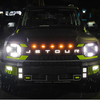Illuminate Your Ride with the Chery Jetour Traveller T2 2023-2024 LED Grille Light - Stylish Yellow Amber Daytime Running Lamp with APP Control for Off-Road Adventures