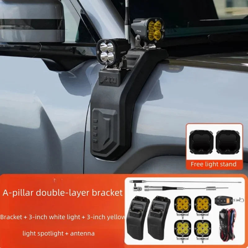 For BYD Leopard 5 Modified A-Pillar Spotlight Bracket Hood Auxiliary Light Antenna Base Mounting Kit