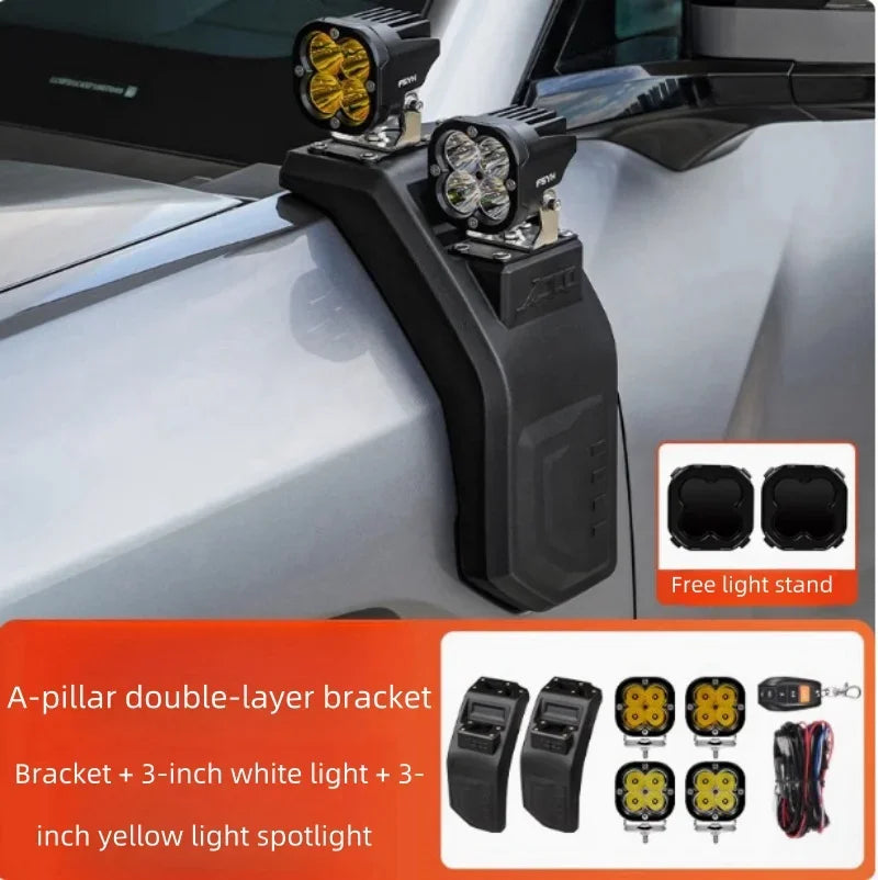For BYD Leopard 5 Modified A-Pillar Spotlight Bracket Hood Auxiliary Light Antenna Base Mounting Kit