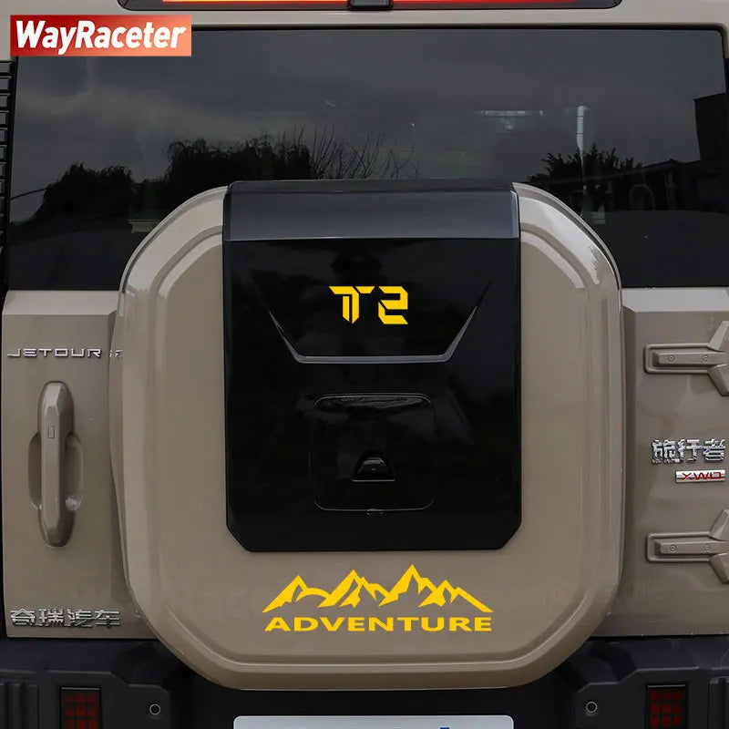 Transform Your Jetour Traveller T2 with Our Reflective Off-Road Mountain Adventure Tire Sticker - Perfect for 2023 & 2024!