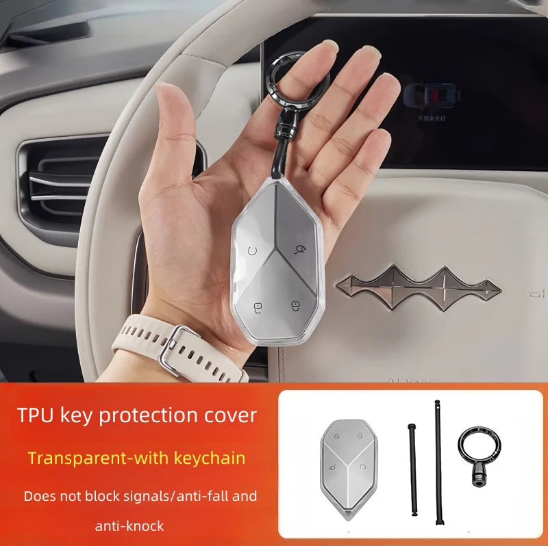 Car TPU Transparent Key Protective Cover Fit for BYD Leopard 5 Leopard 8 Auto Key Anti-Fall Protective Shell Car Upgrade Parts