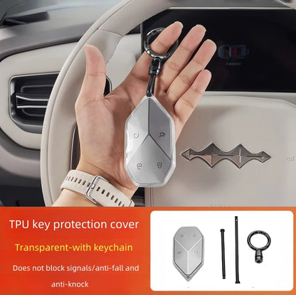 Car TPU Transparent Key Protective Cover Fit for BYD Leopard 5 Leopard 8 Auto Key Anti-Fall Protective Shell Car Upgrade Parts