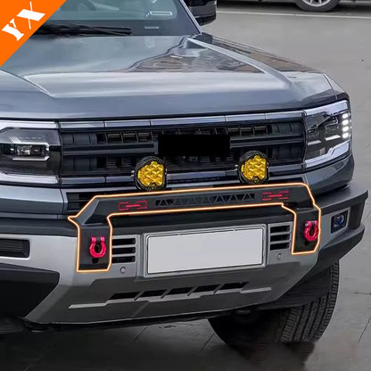 For BYD Leopard 5 Accessories Car Cowherd Fence Front Bumper Light Bracket Spotlights Searchlights Protective Bumper Off-Road