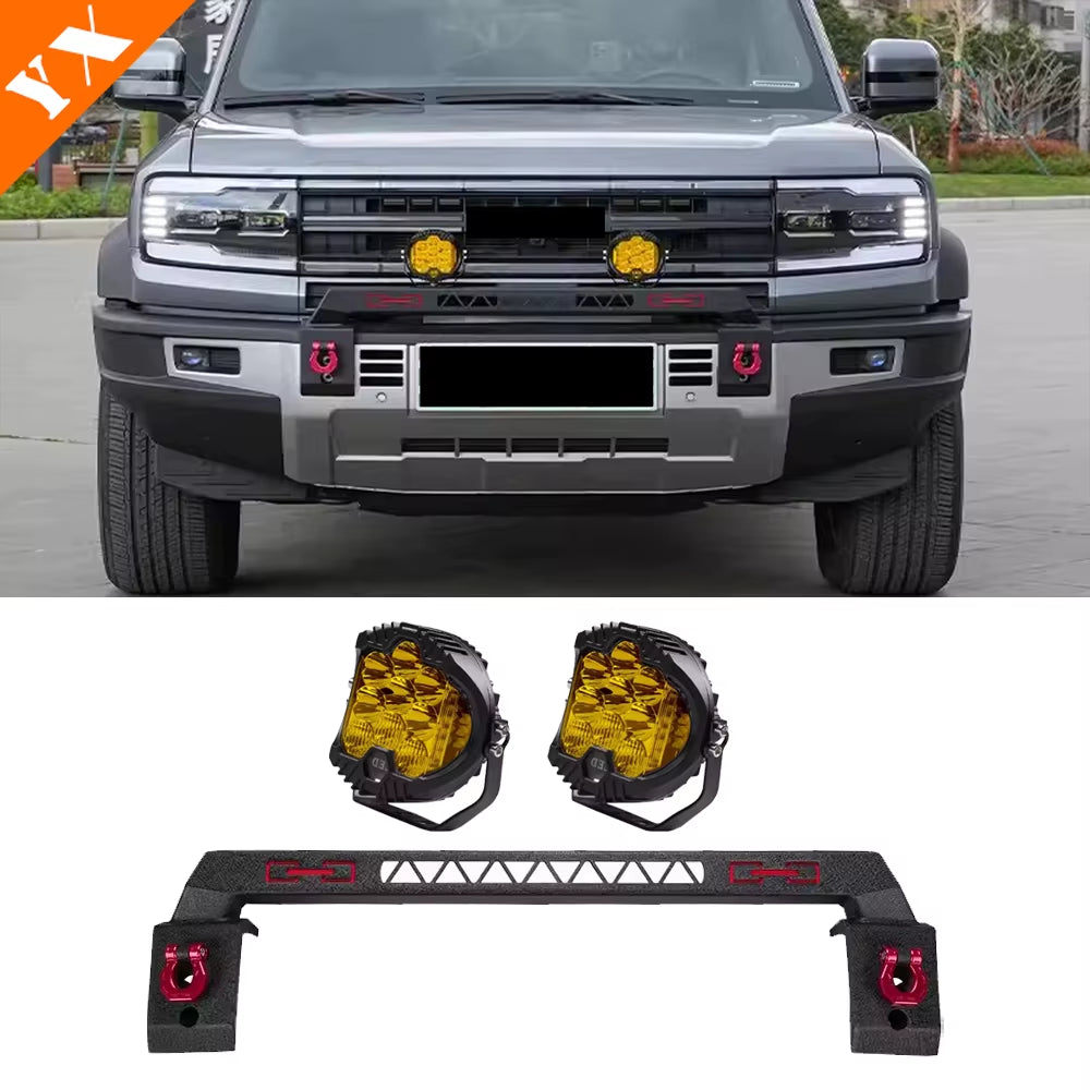 For BYD Leopard 5 Accessories Car Cowherd Fence Front Bumper Light Bracket Spotlights Searchlights Protective Bumper Off-Road